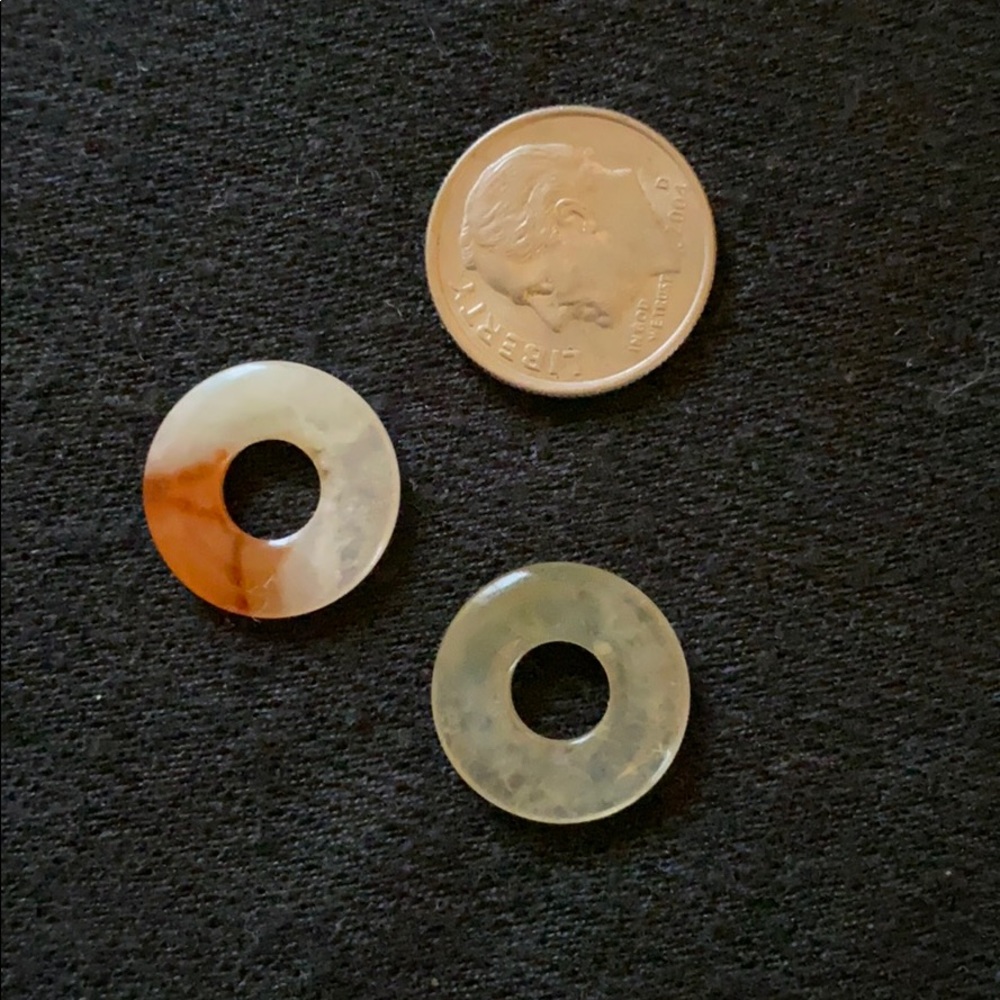 Two jade slide charms